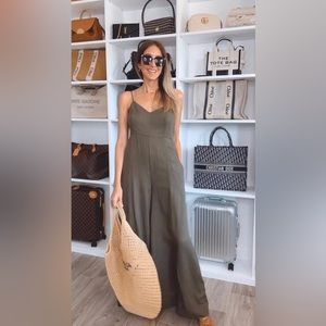 Express Olive Green Wide-Leg Jumpsuit